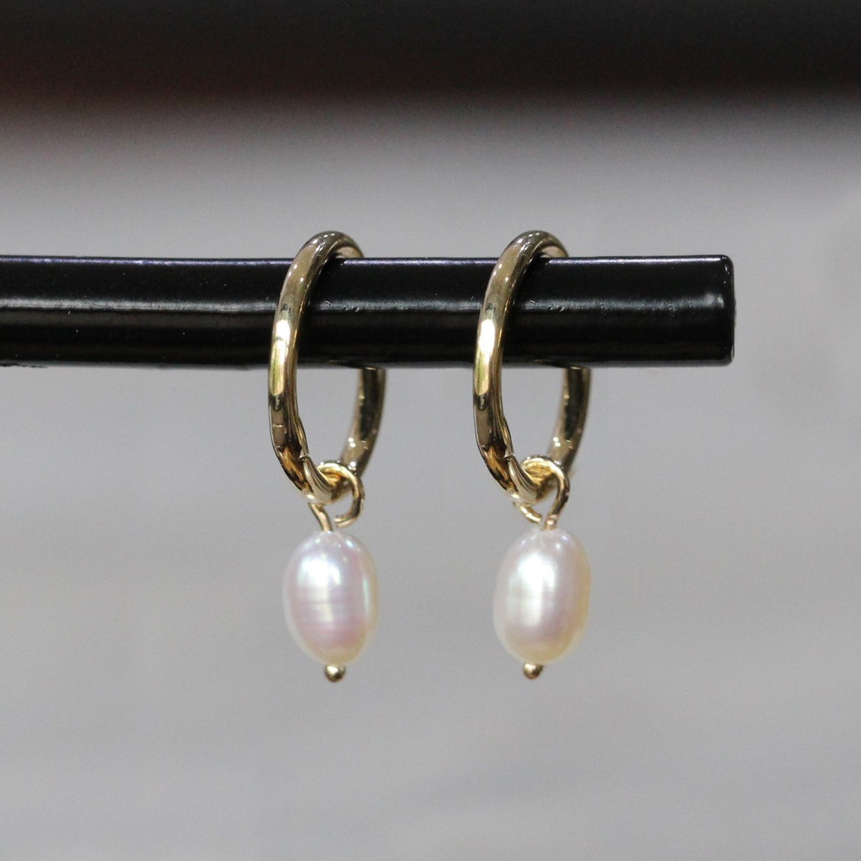 petite pearl hoop earrings