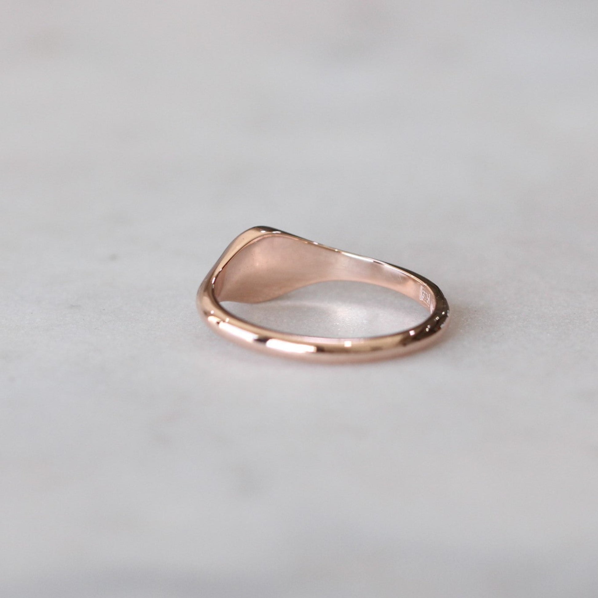 rose gold Round Signet Ring back view