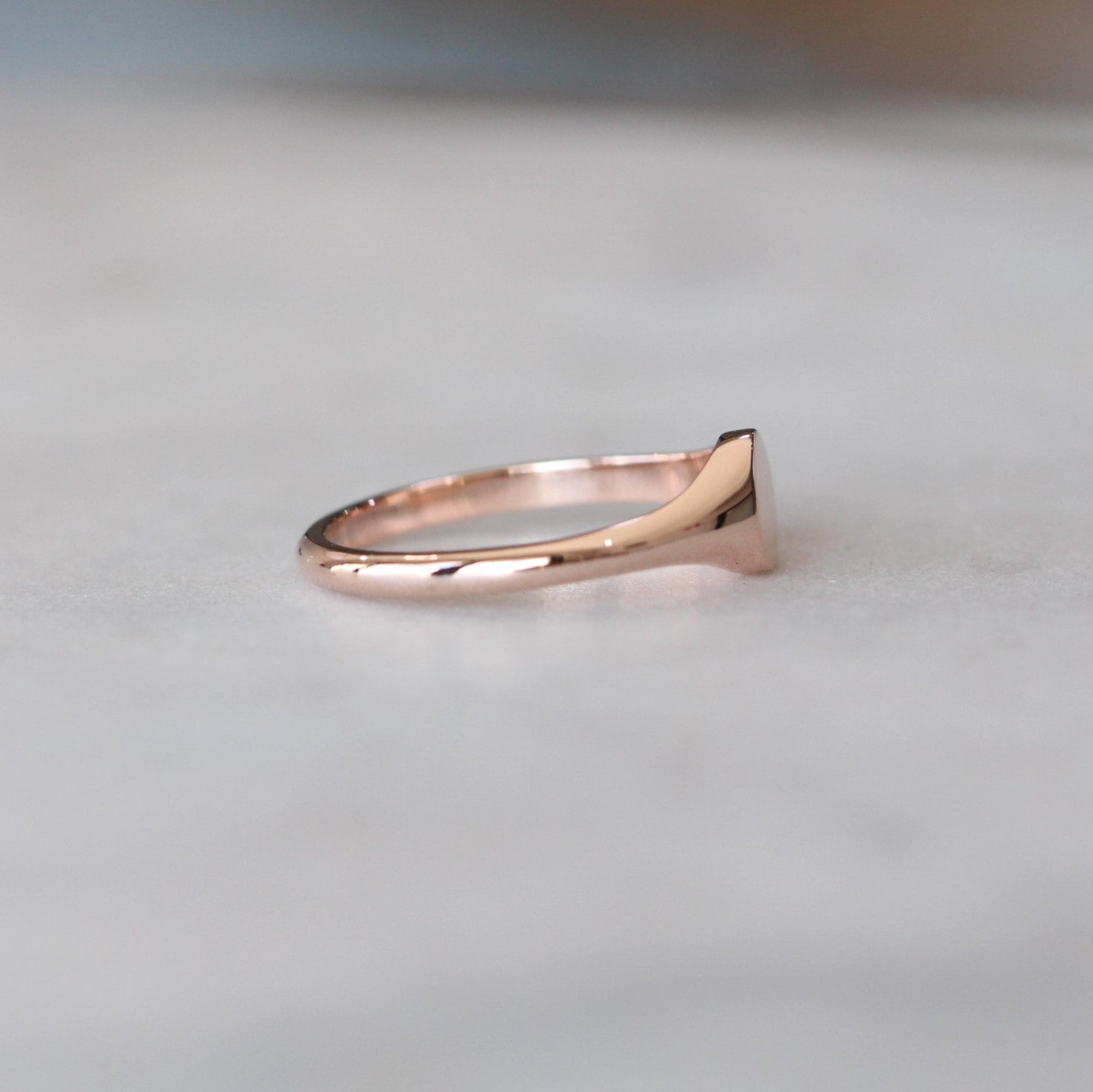 rose gold Round Signet Ring profile view