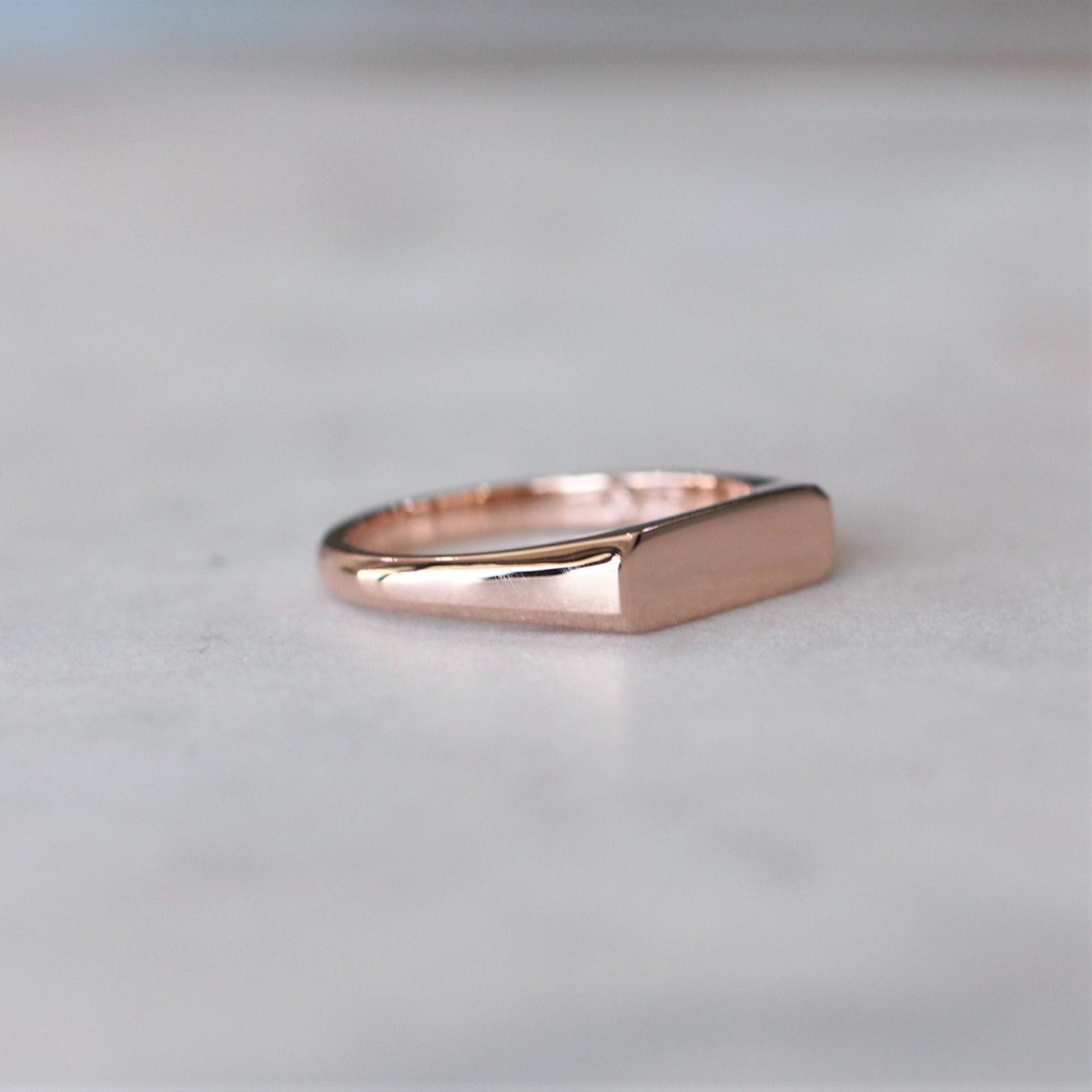 rose gold bar signet ring side view