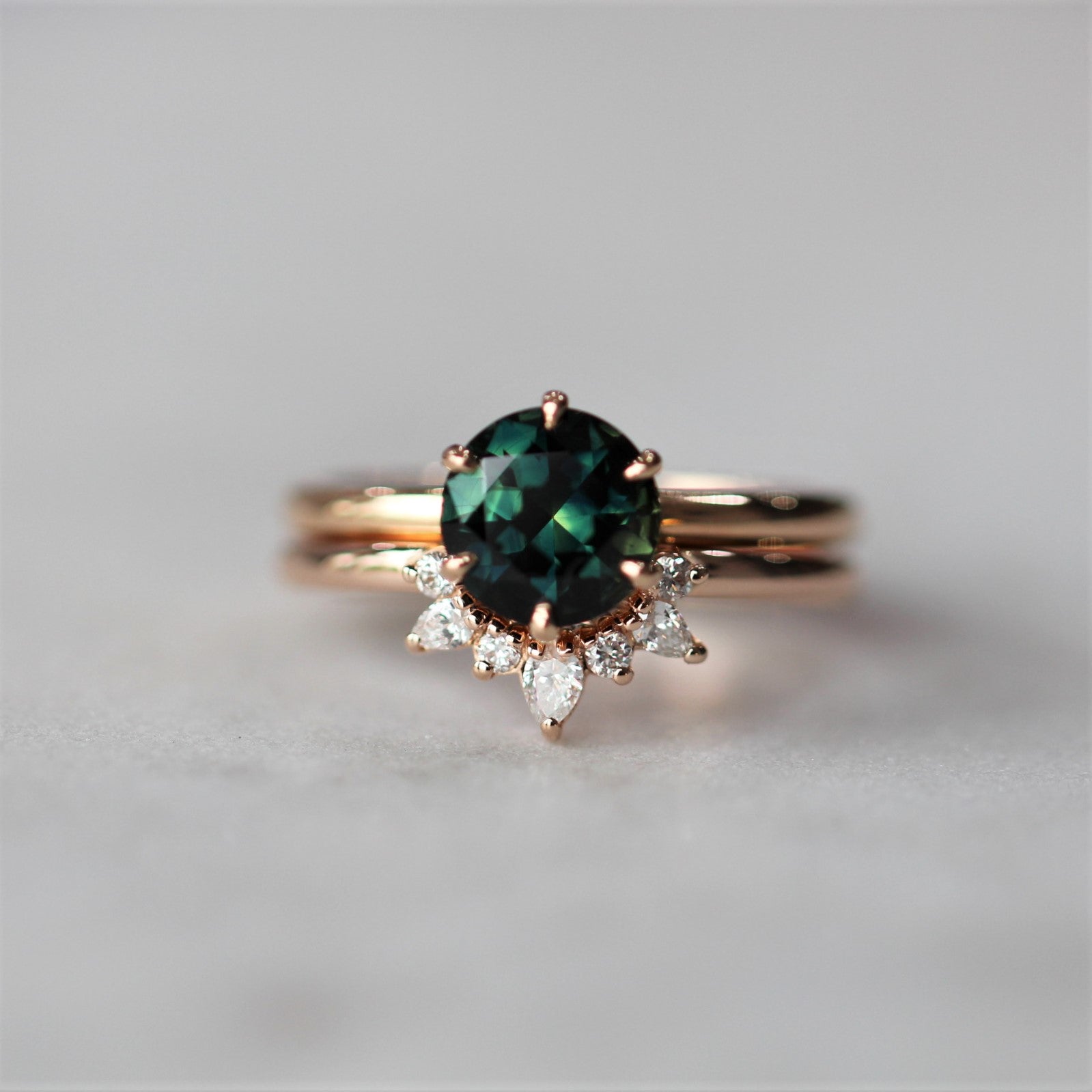 tegan diamond arch wedding band with engagement ring