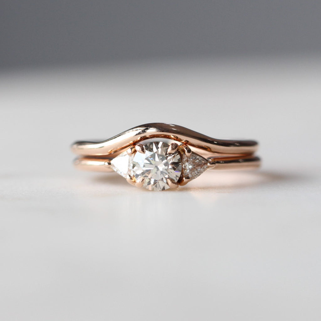  wave wedding band with engagement ring