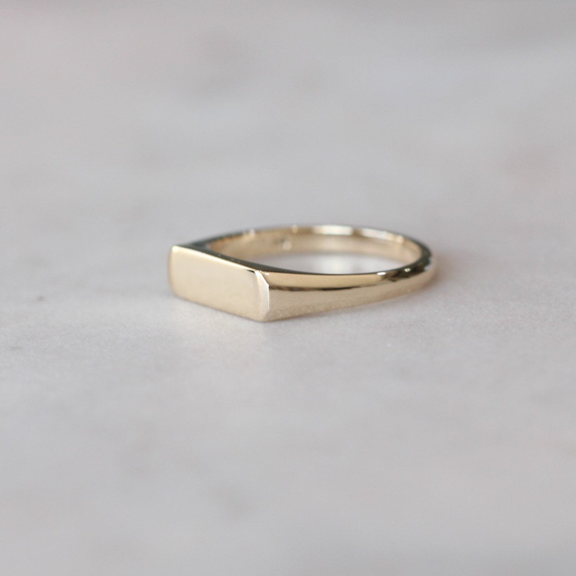 yellow gold bar signet ring